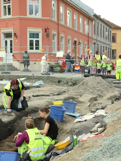 Fra utgravningene på torvet i Trondheim