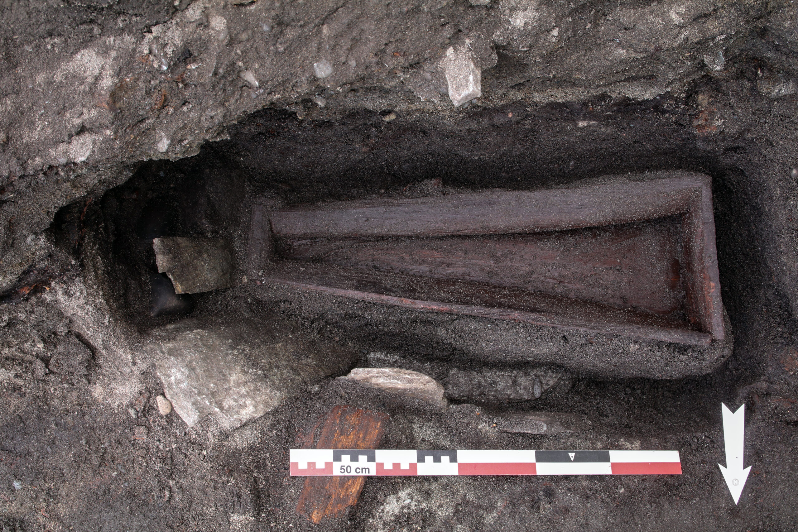 One of many child coffins from the St. Clement Church site.