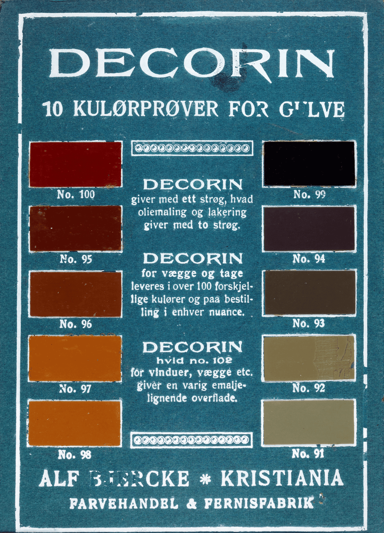 Fig.2: Decorin, enamel paint with tung oil. Photo: the Norwegian museum of science and technology.