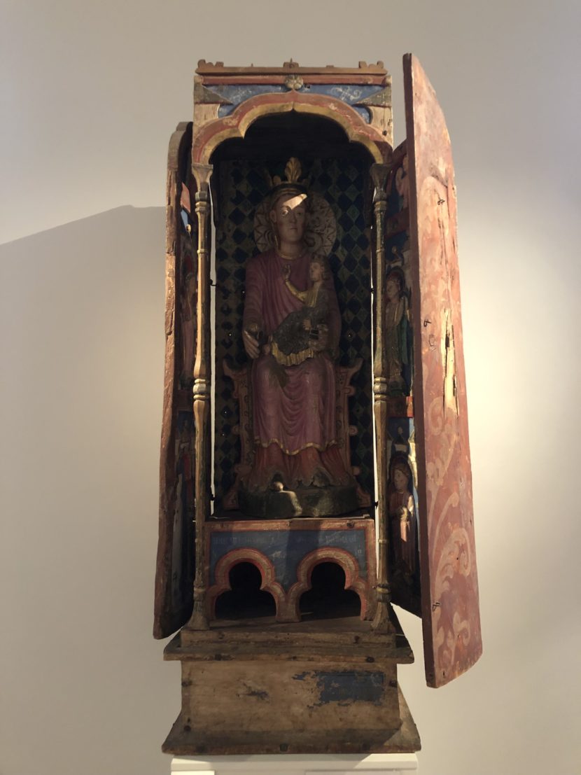 Madonnaskap fra Fröskog kirke ca. 1250-1350, senere overmalt. I dag på Historiska Museet i Stockholm. Foto: Elisabeth Andersen