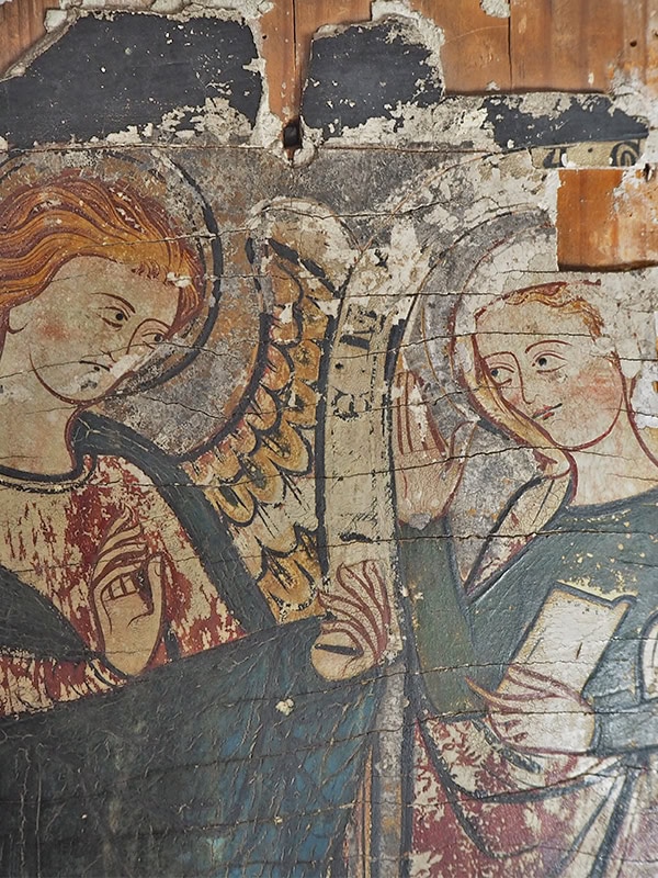 Bebudelse. Detalj fra Madonnaskap fra Fet. Foto: Elisabeth Andersen.