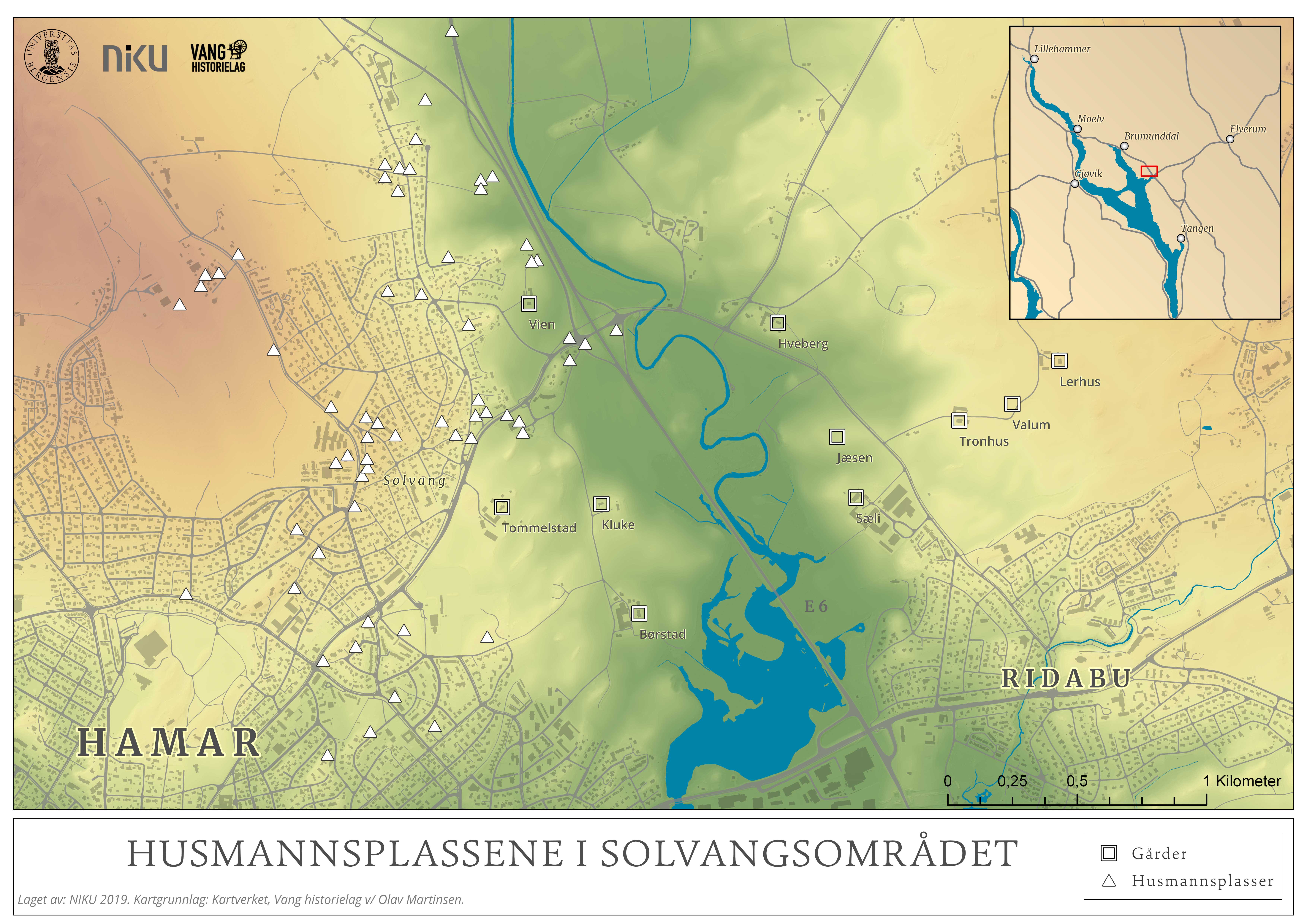 Husmannsplassene i Solvangsområdet skal bidra til å vekke til live glemte stedsnavn. Kart NIKU