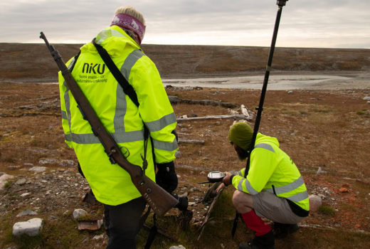 NIKU-forskere på feltarbeid ved Russekeila på Spitsbergenm Svalbard,