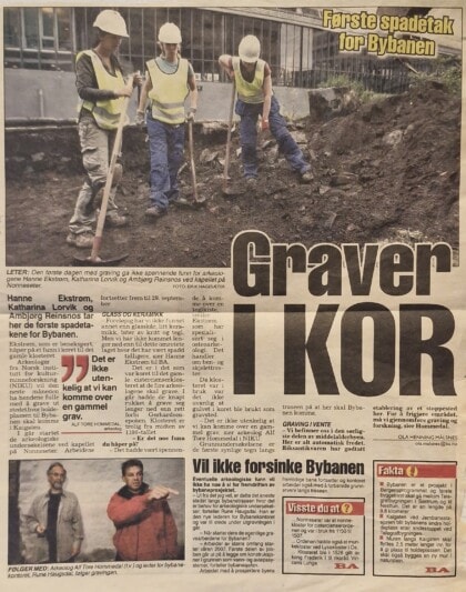 Faksimile fra 2006. NIKU graver for bybanetraseen i Bergen. Nonneseter kloster.